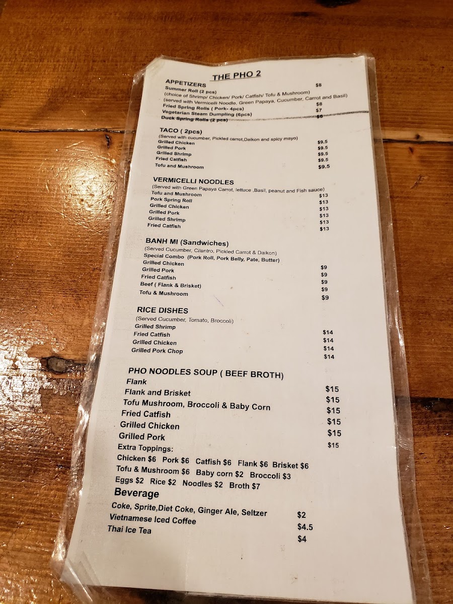 Menu The Pho 2-10