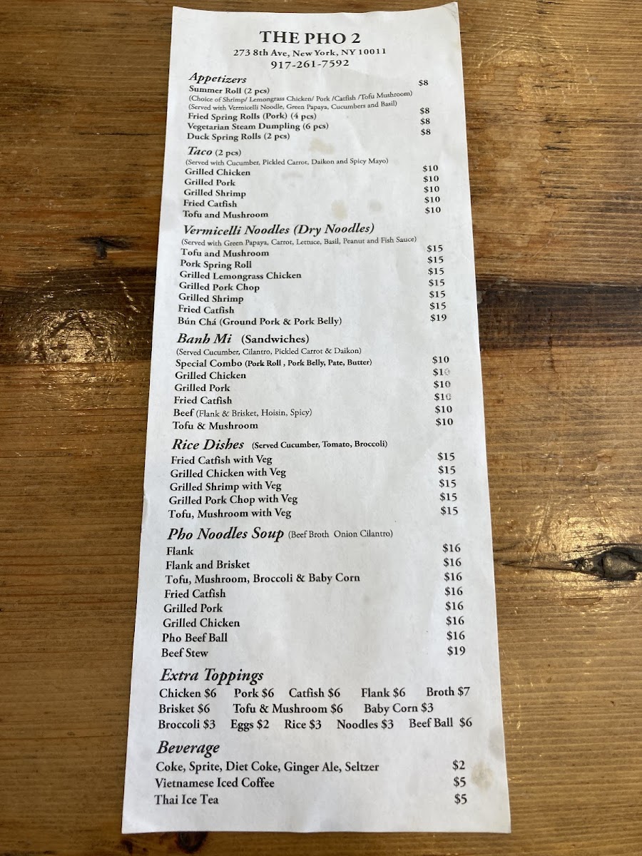 Menu The Pho 2-3