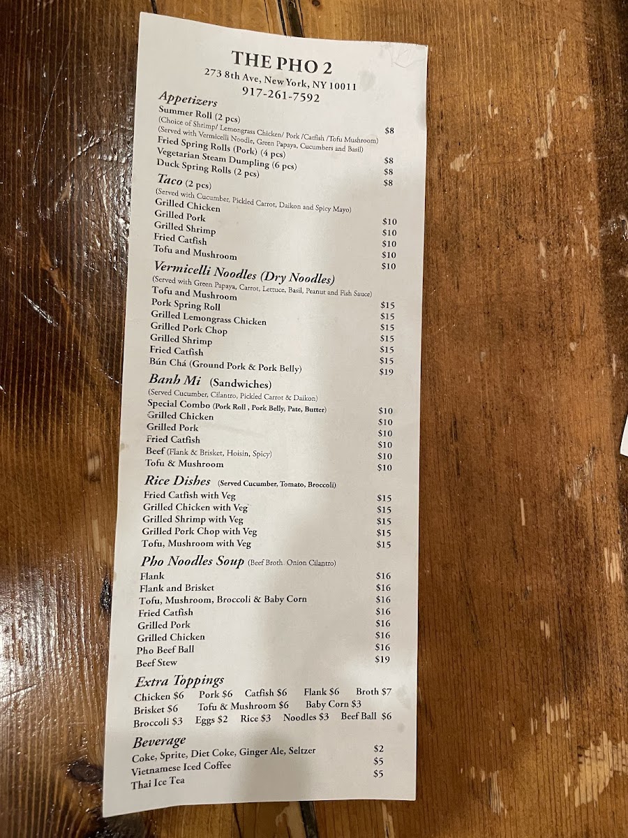 Menu The Pho 2-6